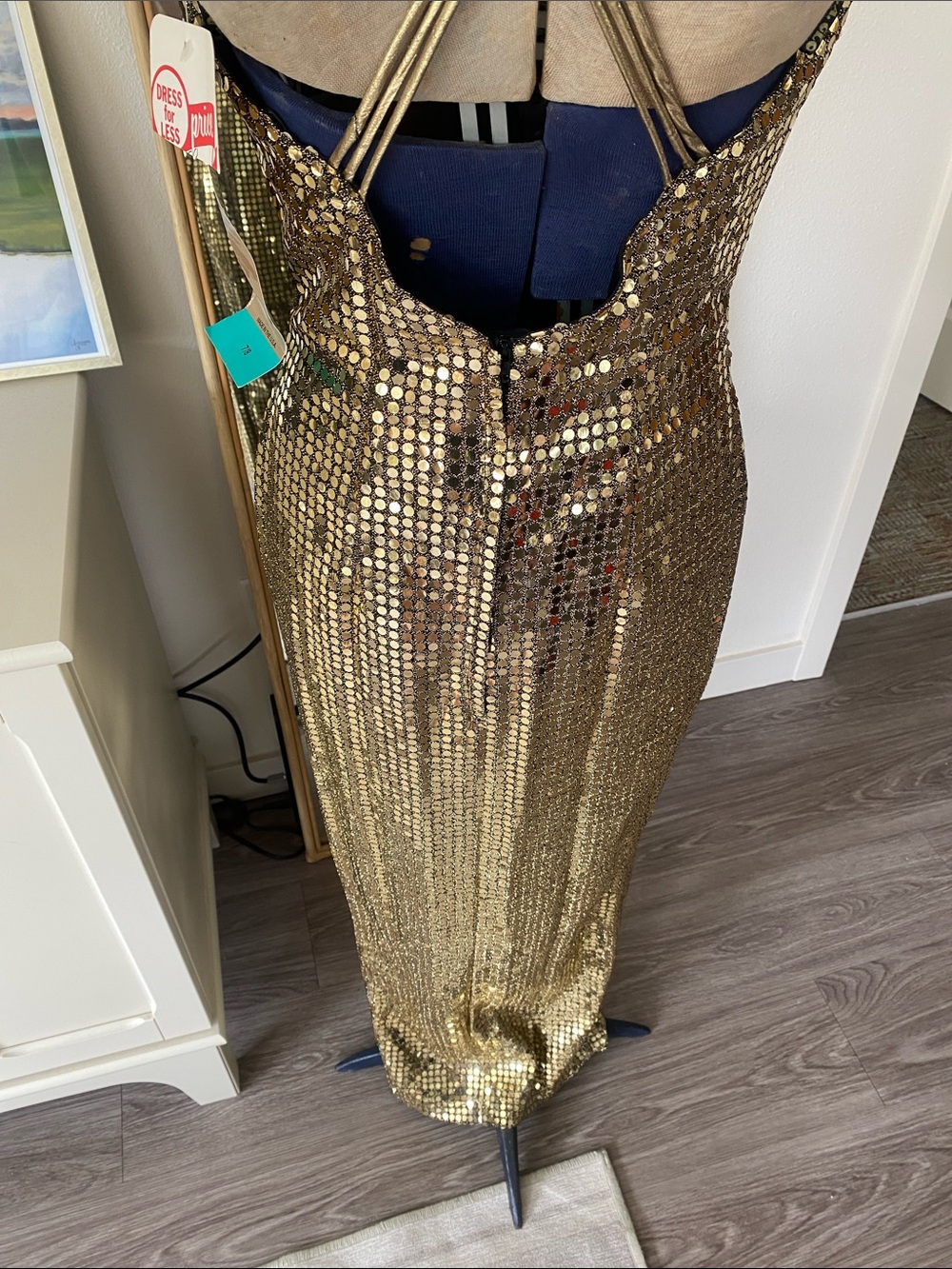 Vintage 1980s Deadstock LA Glo Gold Sequin Dress - Picture 12 of 16